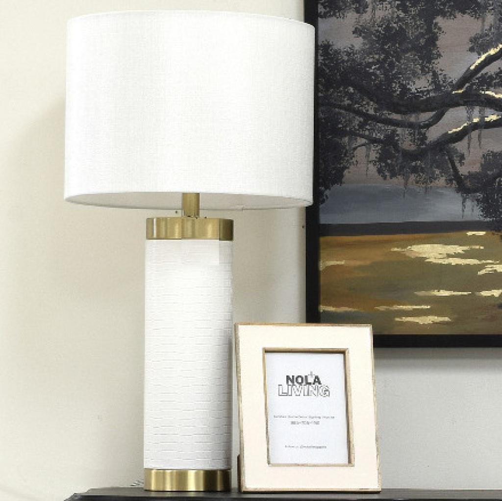 Gold and White Croc Lamp