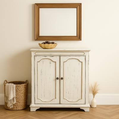 Distressed French Cabinet with Gold Trim