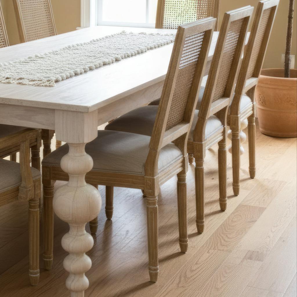 Mesh Back Rectangle Chair with Oatmeal Linen Seat