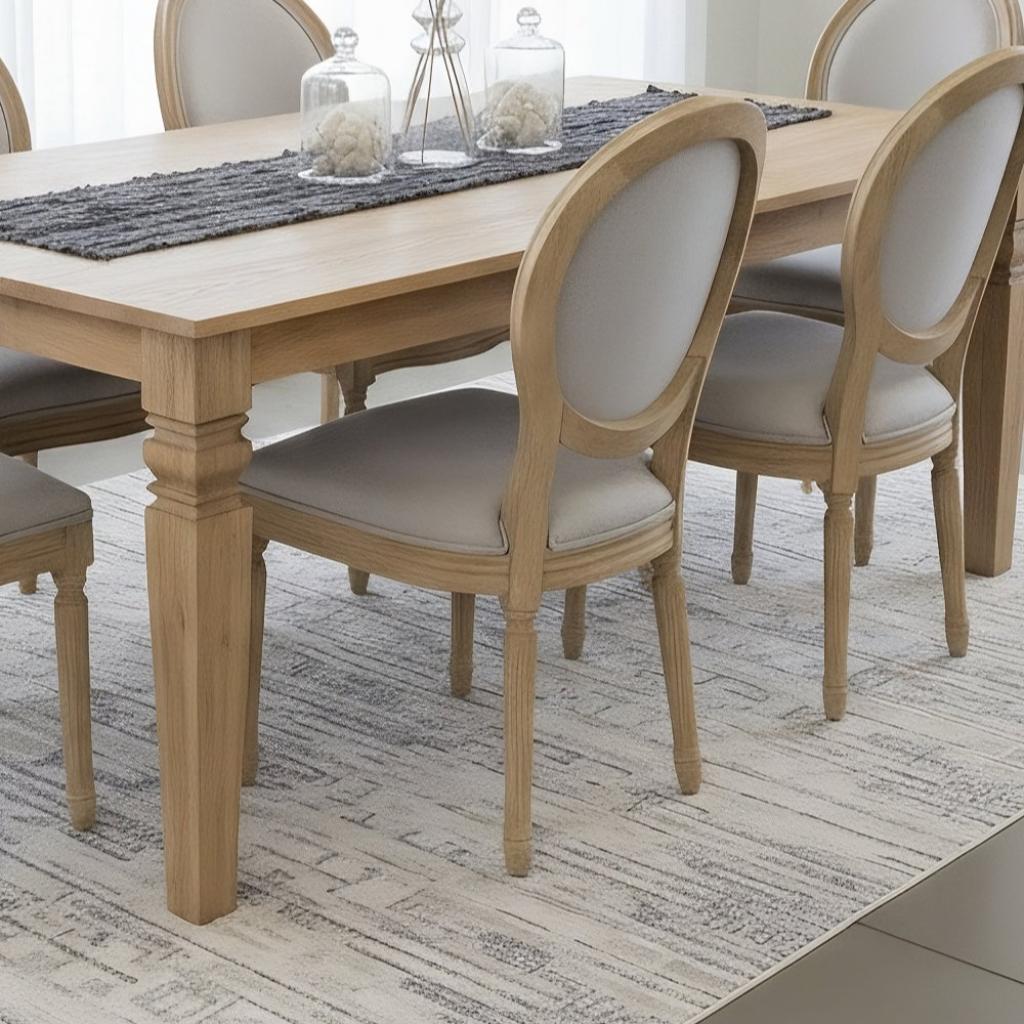 Oval back Fully upholstered Maxwell Chair with Oatmeal linen fabric