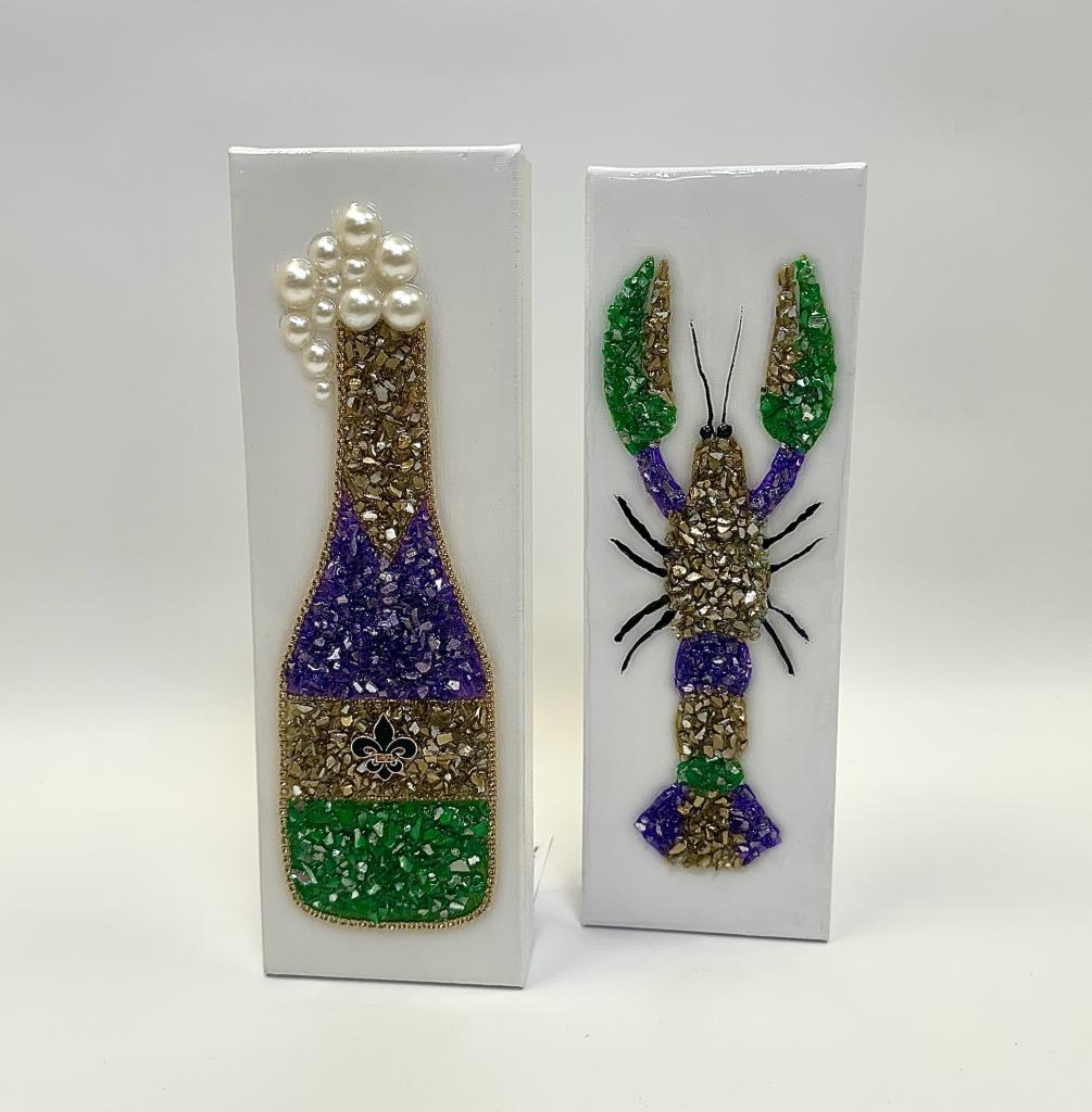 Mardi Gras Champagne Bottle, Glass/Resin