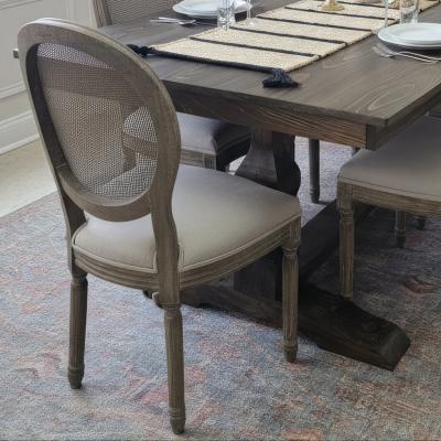 Mesh Round Back with Medium Gray Linen Seat