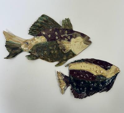 BEAUTIFUL HANDMADE AND PAINTED PORCELAIN FISH (SIGNED ON BACK)