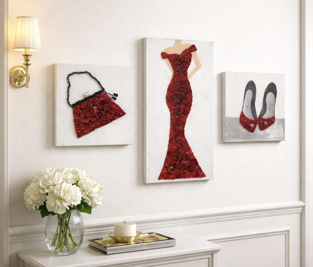 3 PC Grouping - Glass/Resin on Canvas