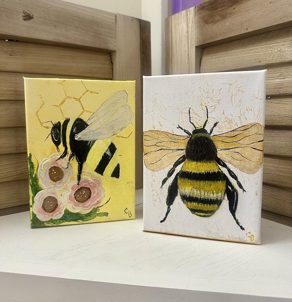 "Bee Golden" 
5"X7" Original Acrylic on Canvas