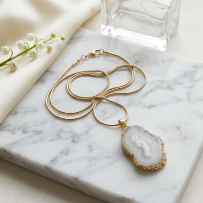 White Agate Slice Necklace