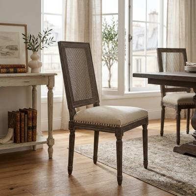 Maxwell Distressed Dark Wood Cane Dining Chair