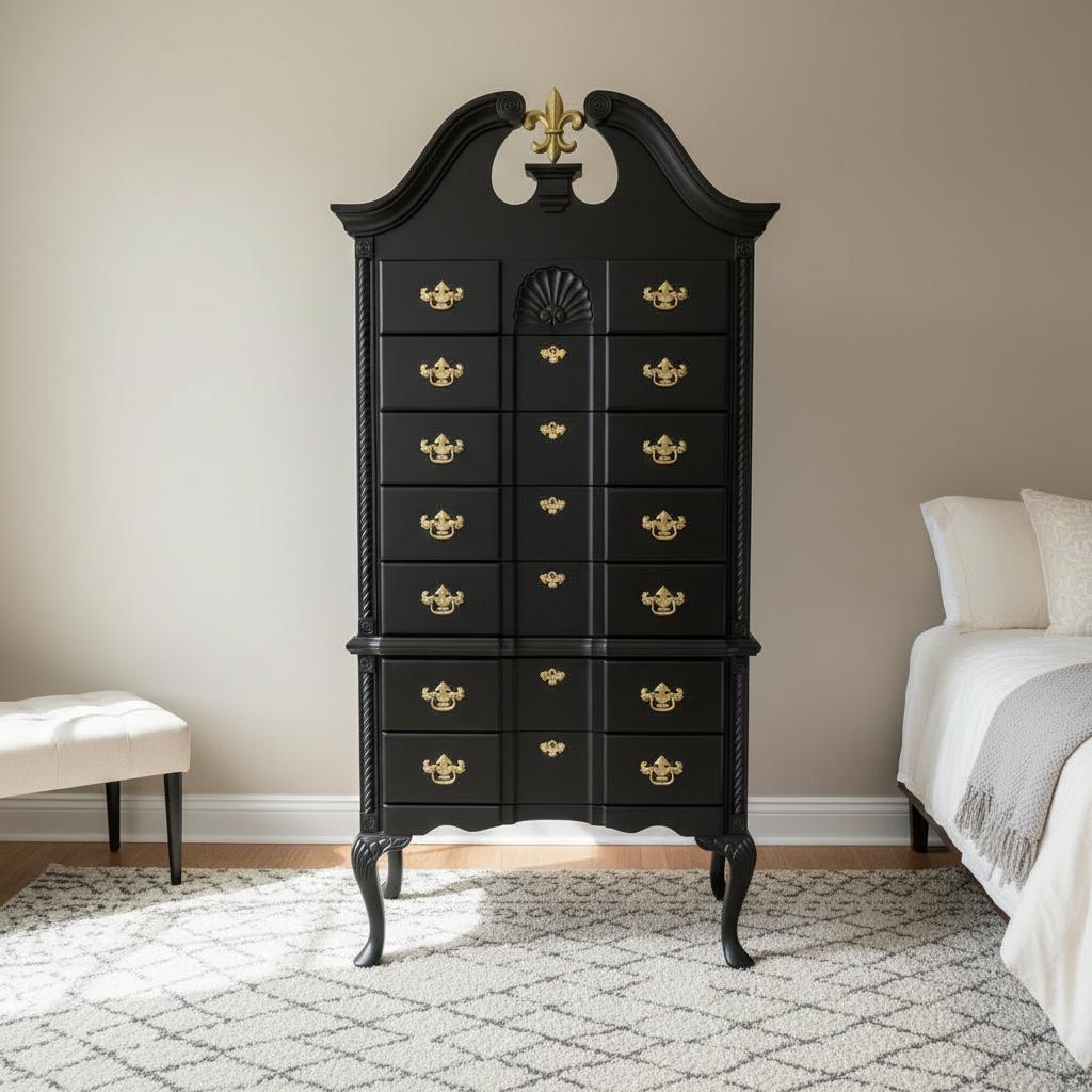 Black Traditional Double Tallboy Chest