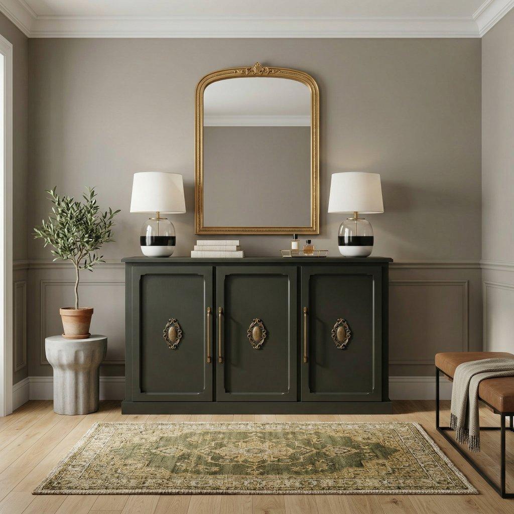 Black Olive Gold 3-Door Entryway Cabinet