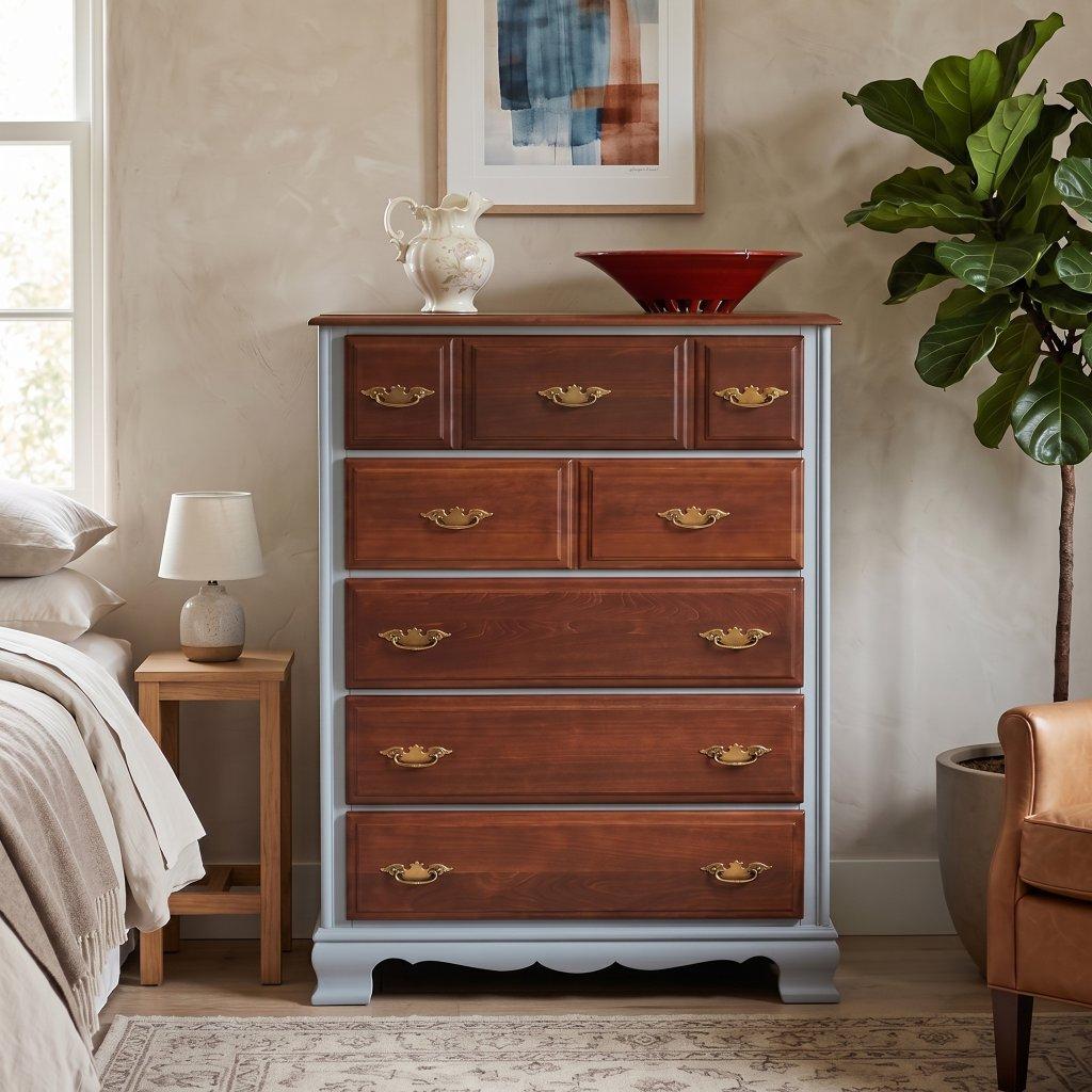 Refinished Sumter Cabinet Blue & Redwood Chest