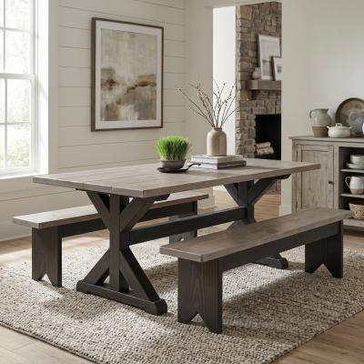 Farmhouse Pine Dining Table Set