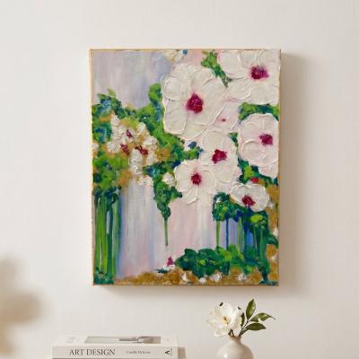 Camille McCarron White Dripping Floral Painting