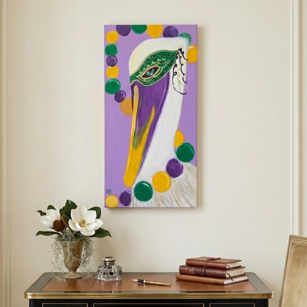 Mardi Gras Pelican Canvas Art