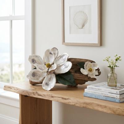 Oyster Shell Magnolia Driftwood Sculpture