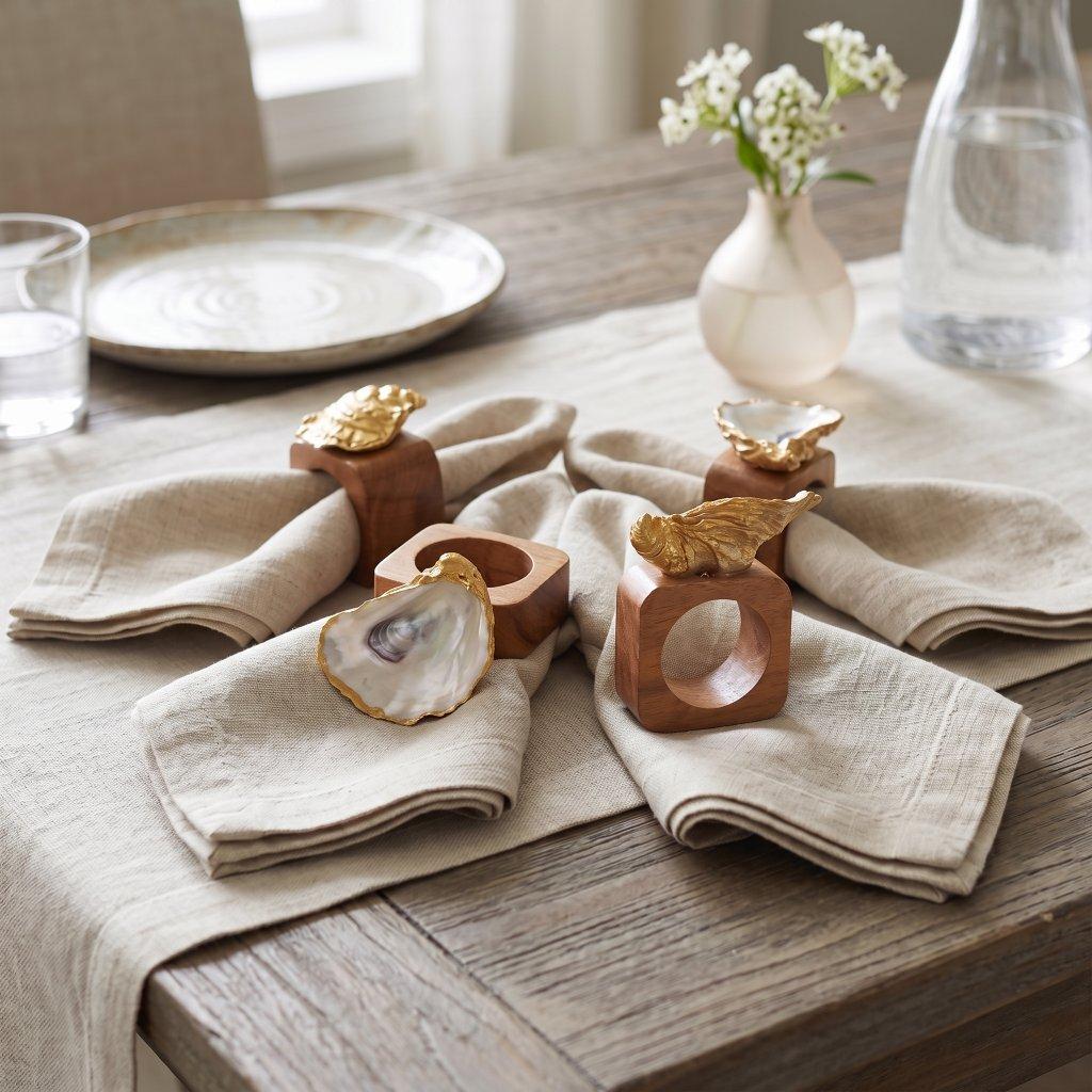 Set of 4 Oyster Shell Napkin Rings