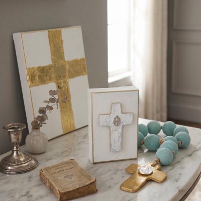 White Canvas Cross with Medal