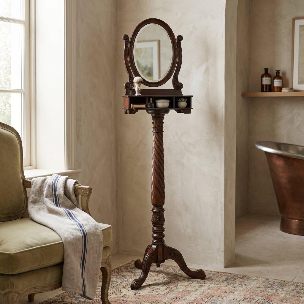 Traditional Carved Wood Shaving Stand