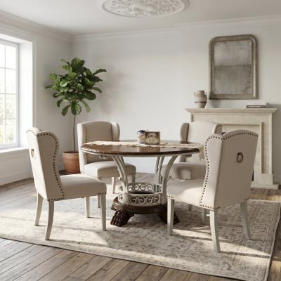 Round Dining Table & Nailhead Chairs