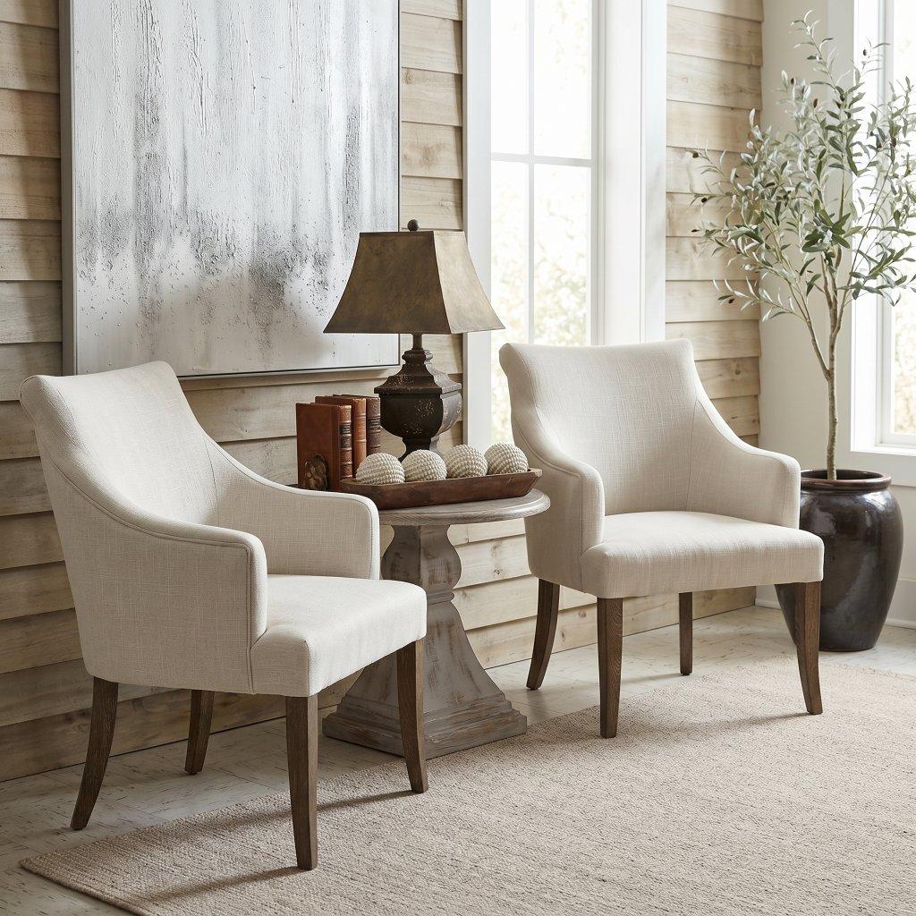 Cream Linen Accent Chair