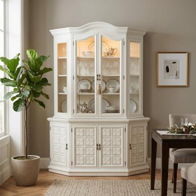 Traditional White Solid Wood China Cabinet