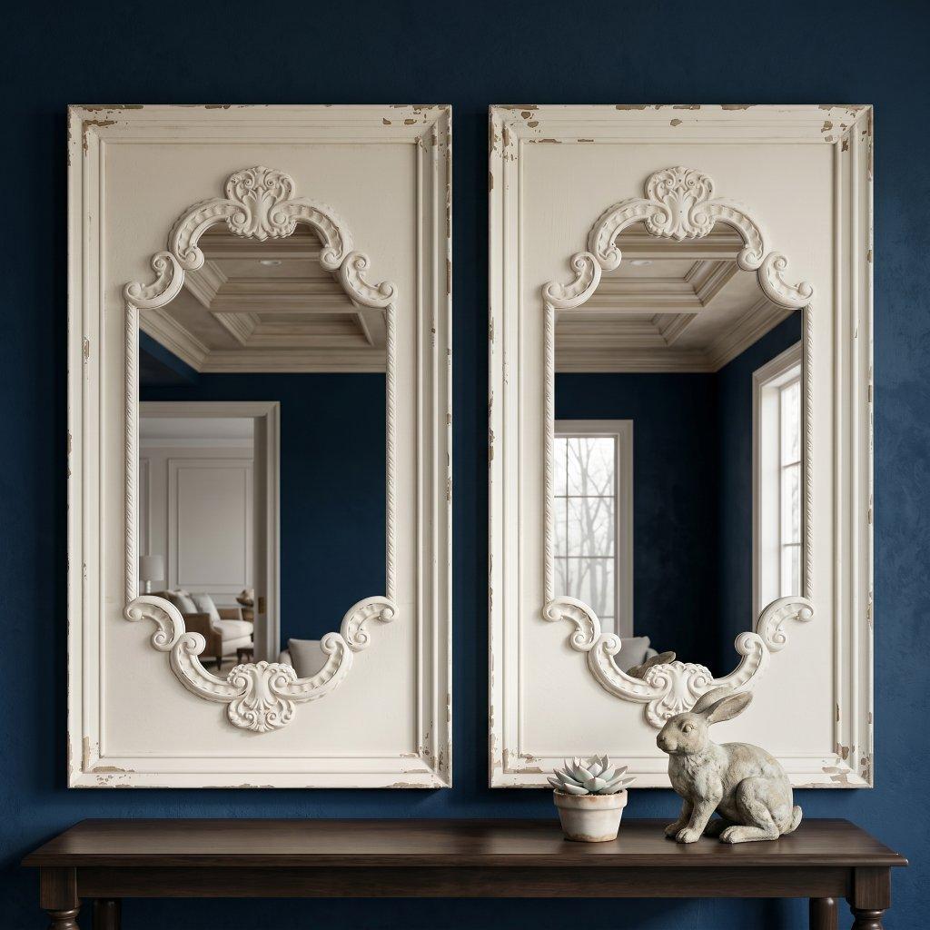 Alcott Distressed Wood Trumeau Mirror