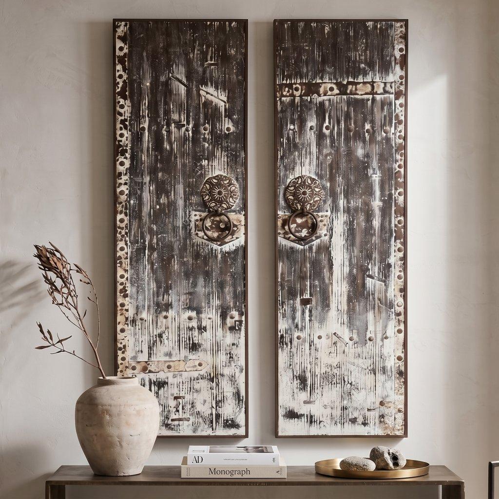 Distressed Faux Door Wall Panels Set