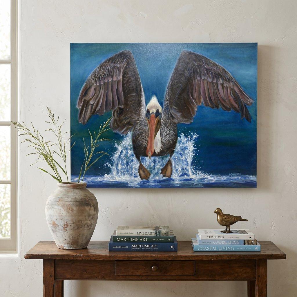 Pelican's Flight Oil on Canvas