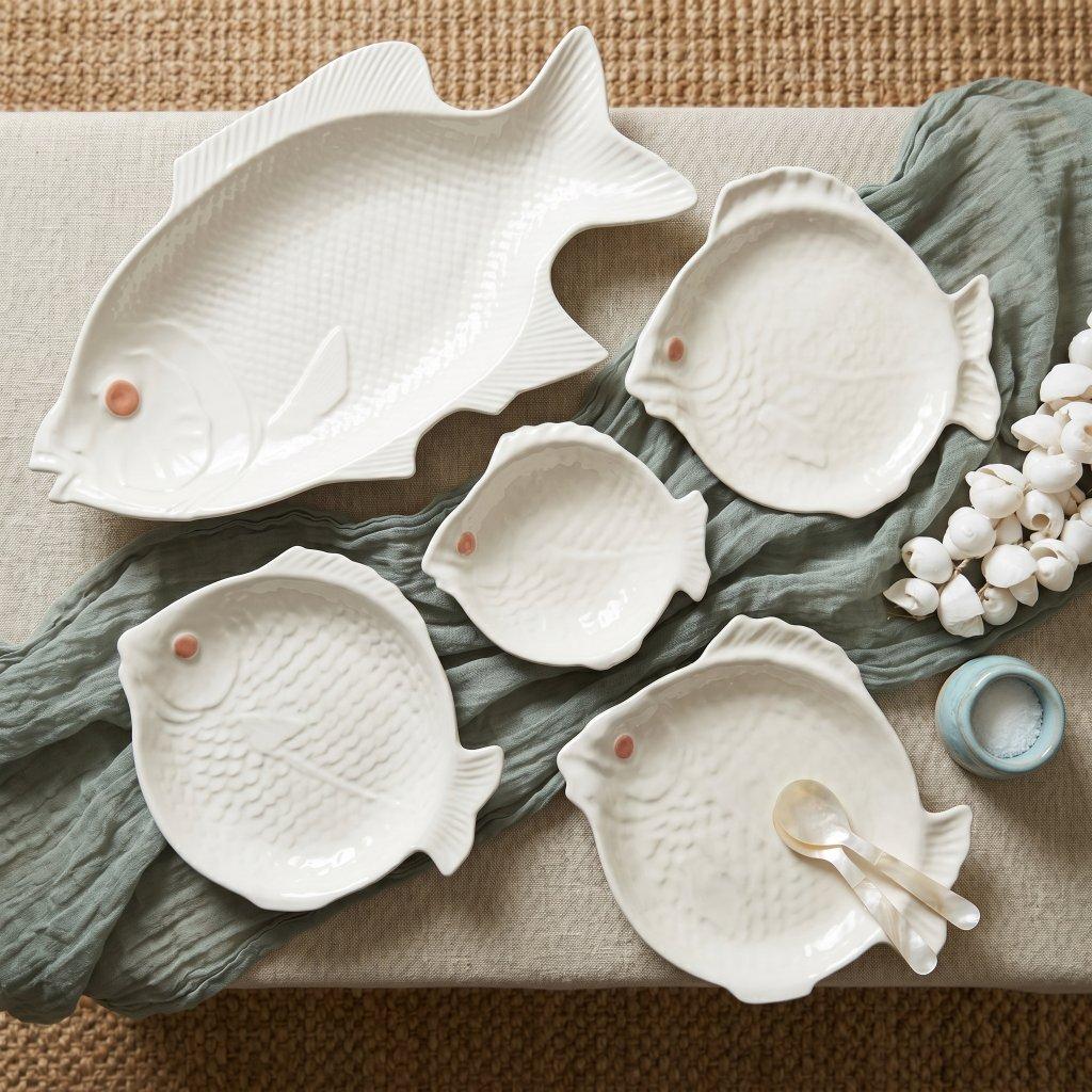 White Ceramic Fish Serving Plate
