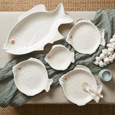 White Ceramic Fish Serving Plate