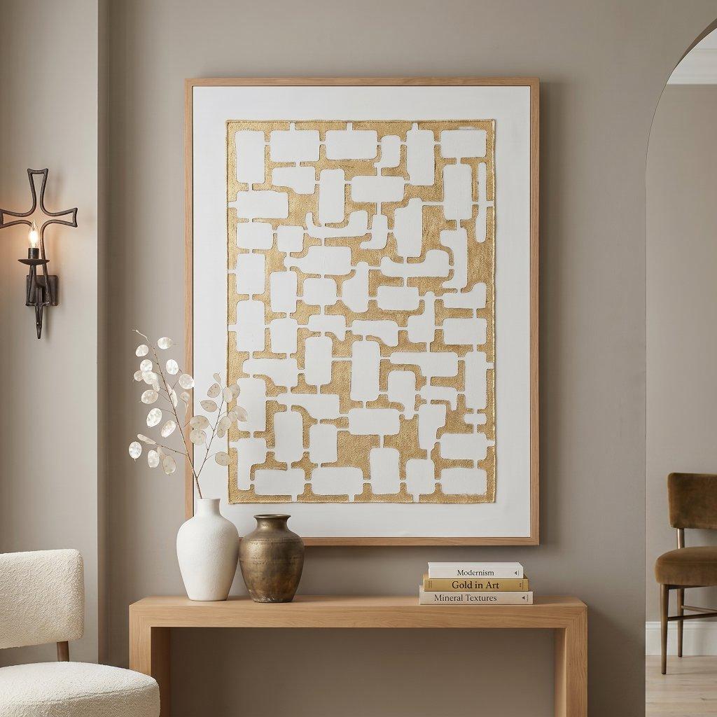 White Gold Modern Abstract Art