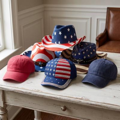 Patriotic Rhinestone American Flag Cap