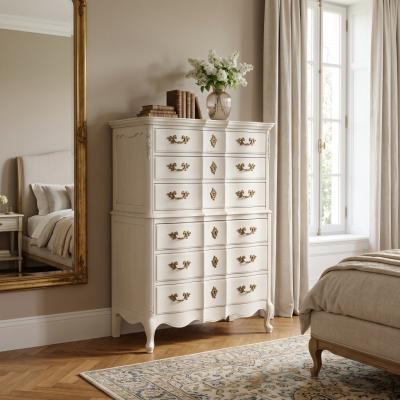 Vintage French Provincial White Tall Chest