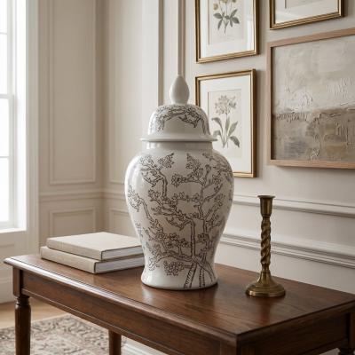 White Cherry Blossom Ginger Jar
