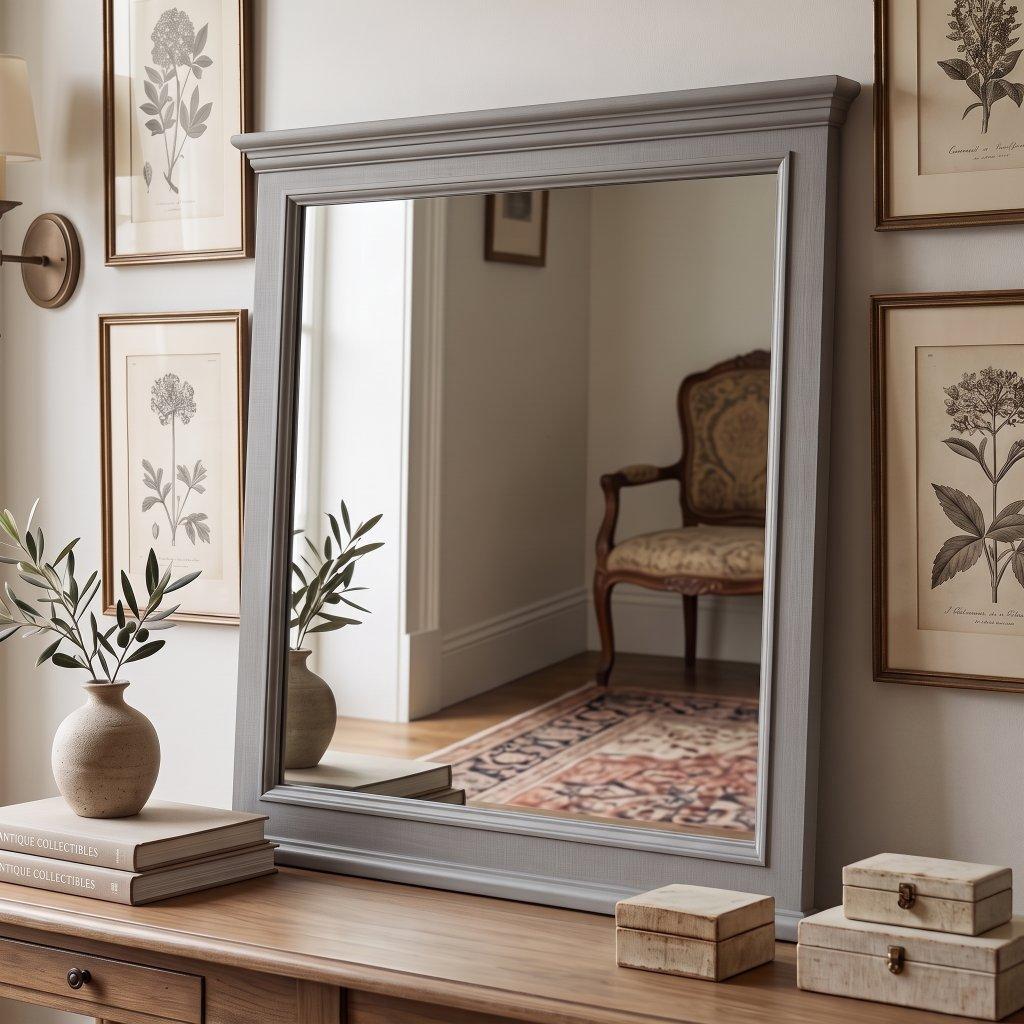 Traditional French Linen Leaning Mirror