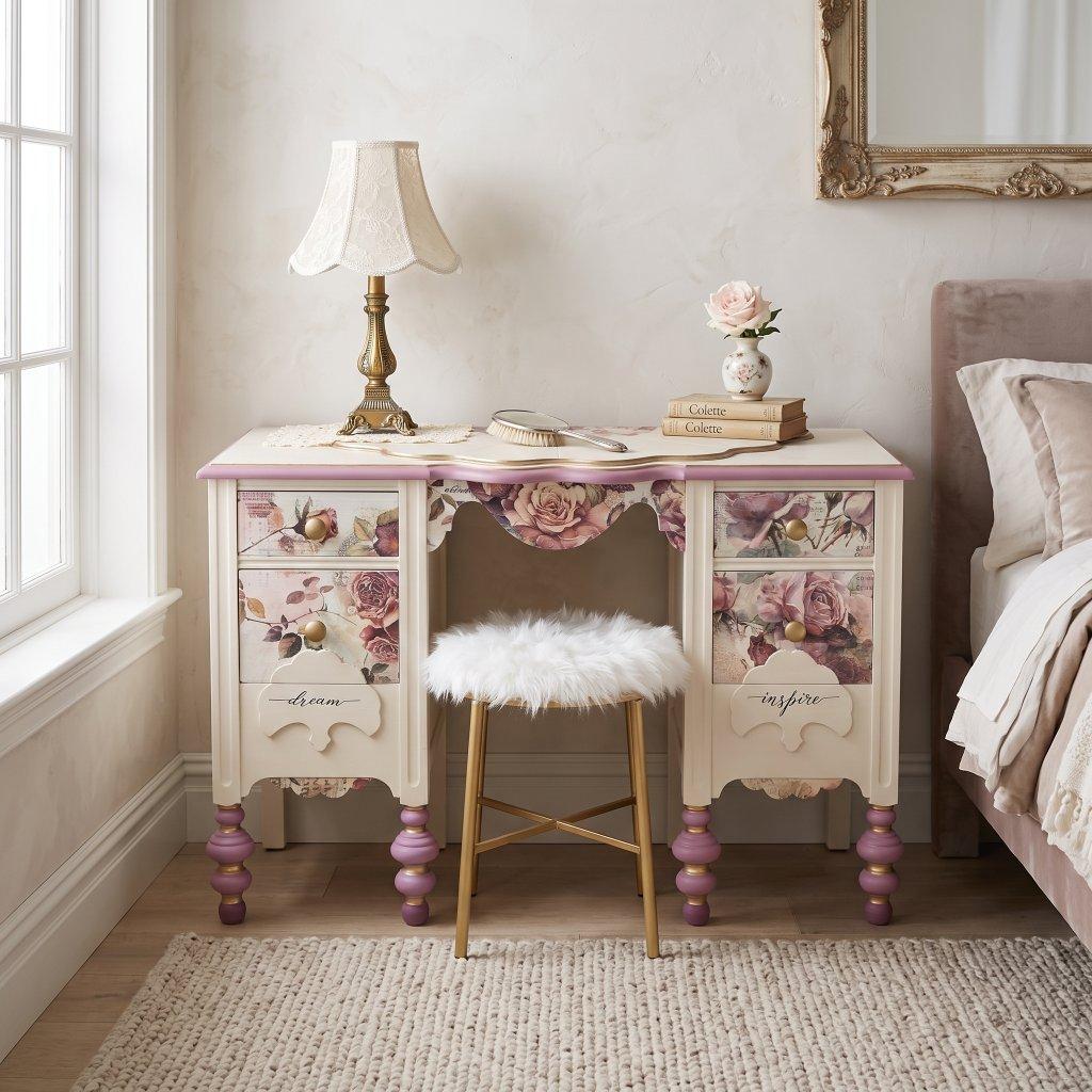 French Style Decoupage Vanity Desk