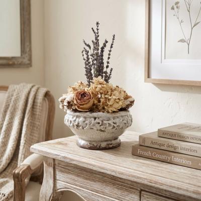 Dried Floral Arrangement in Crackle Pot