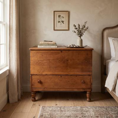 Antique Pine Blanket Chest with Drawer