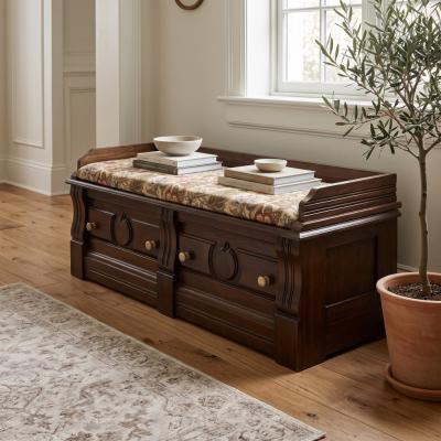 Walnut Upholstered Storage Bench