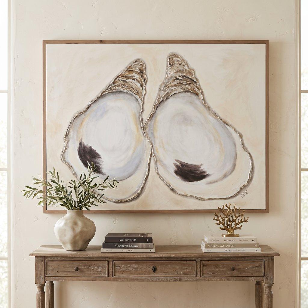 Textured Oyster Shell Mixed Media Art