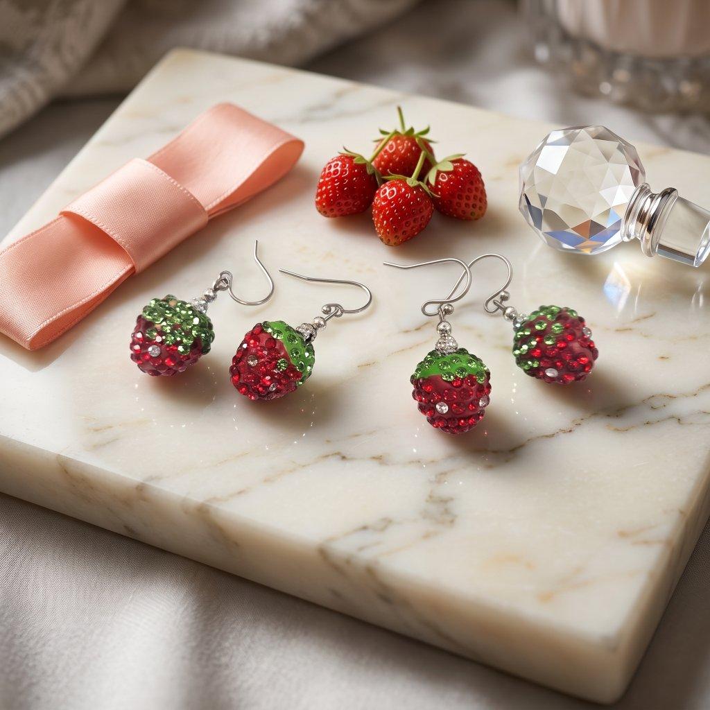 Strawberry Pave Dangle Earrings