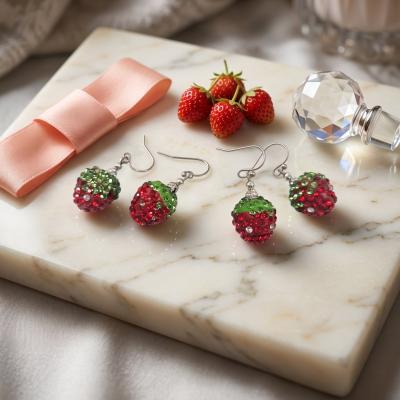 Strawberry Pave Dangle Earrings