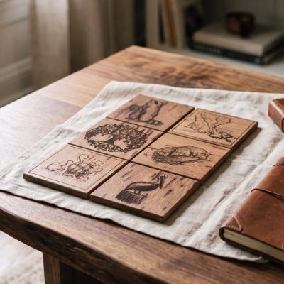 Laser-Engraved Wooden Coaster