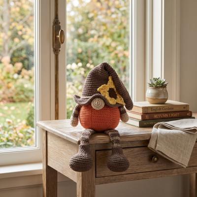 Handmade Crocheted Fall Gnome Figure