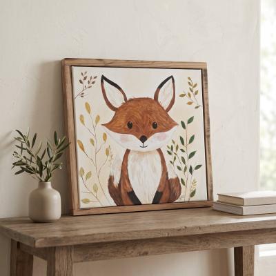 Framed Hand-Painted Fox Canvas Artwork