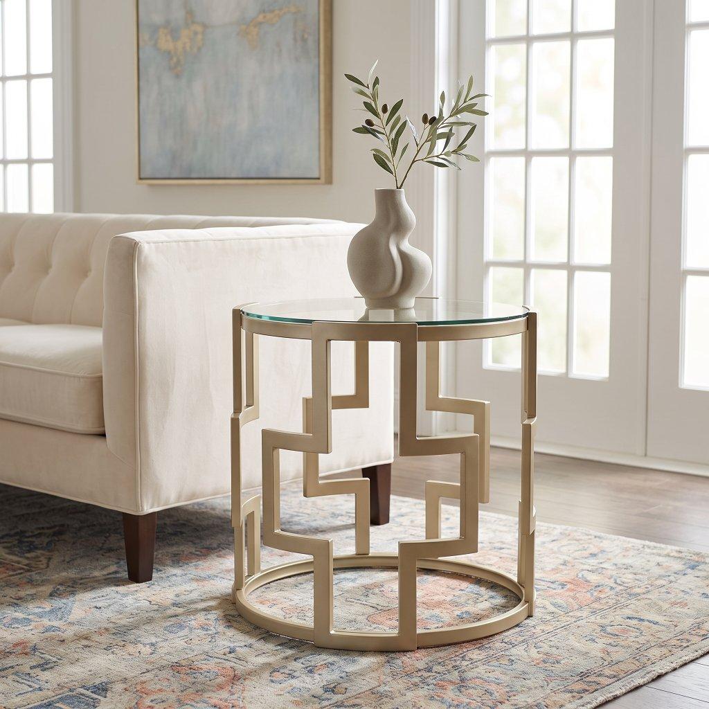 Matte Gold Glass Side Table