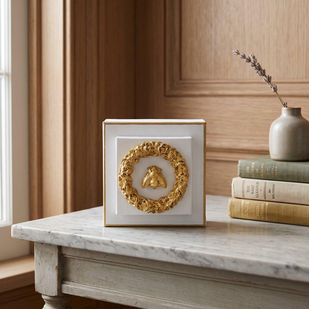 Gilded Bee Wreath Canvas Decor