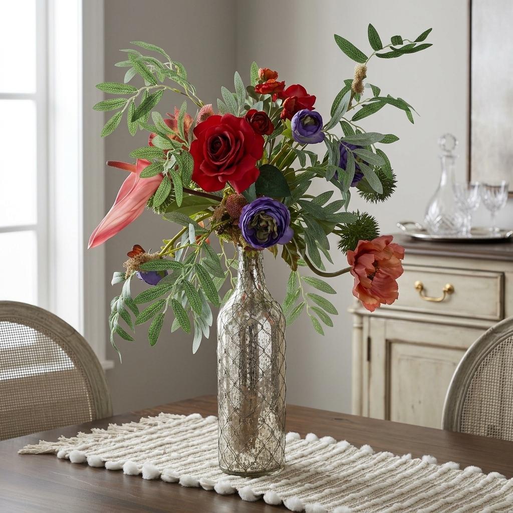 Silver Mercury Glass Floral Centerpiece