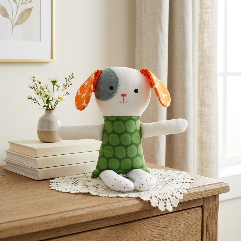 Handmade Fabric Puppy Plush Doll
