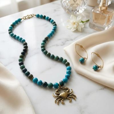 Beaded Crab Necklace and Earrings Set