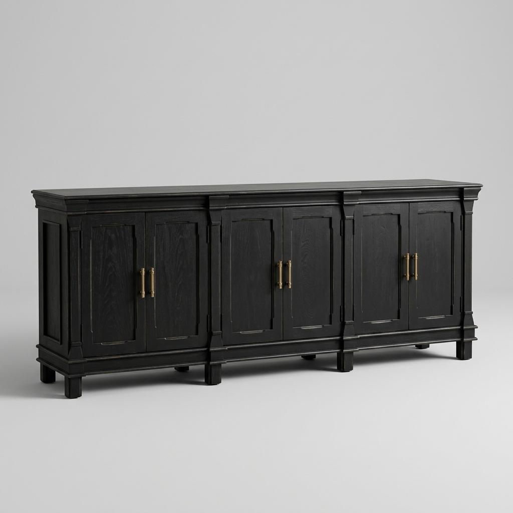 Black Solid Mango Wood Sideboard